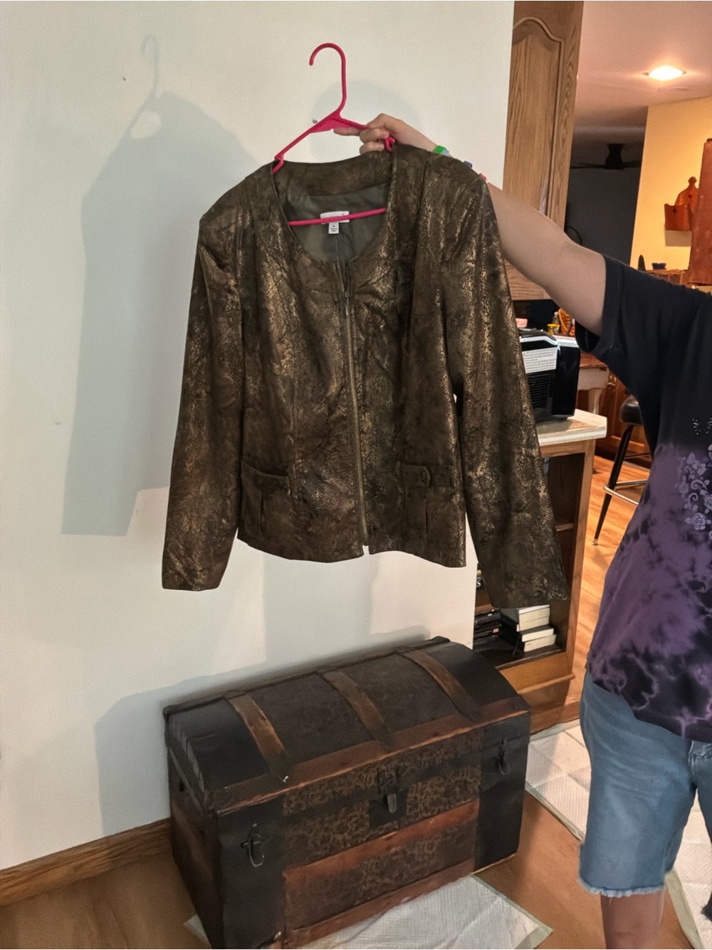 Susan Graver Metallic Bronze Zip Jacket